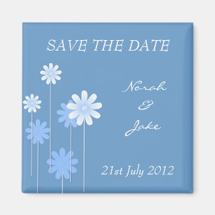 Blauwe Daisy Bruiloft Save The Date Magnet Magneet