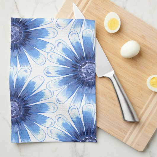 Blauwe Daisy Keuken Handdoeken (Quarter Fold)