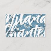 Blauwe Daisy Moderne Trendy Bloem Bloemist Visitekaartje (Voorkant)