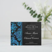 Blauwe Damaslaag Sla de datum op Save The Date (Staand voorkant)