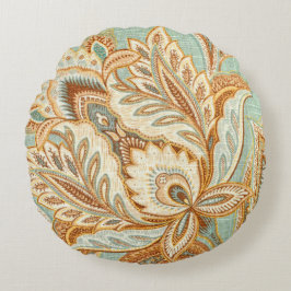 Blauwe Damasstijl Rond Kussen