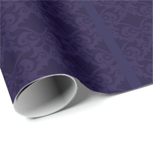 Blauwe Damast Boog Cadeaupapier