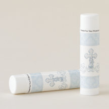 Blauwe Damast Cross Doop Lip Balm Favor