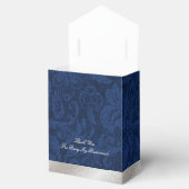 Blauwe Damast en Peacock Feather Wedding Gift Box Bedankdoosjes (Geopend)