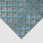 Blauwe Damast Krab Tissuepapier (Detail)