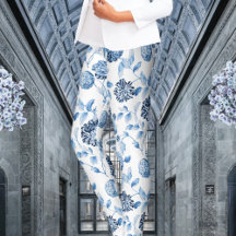 Blauwe Dame Modern  Botanische Floral Toile