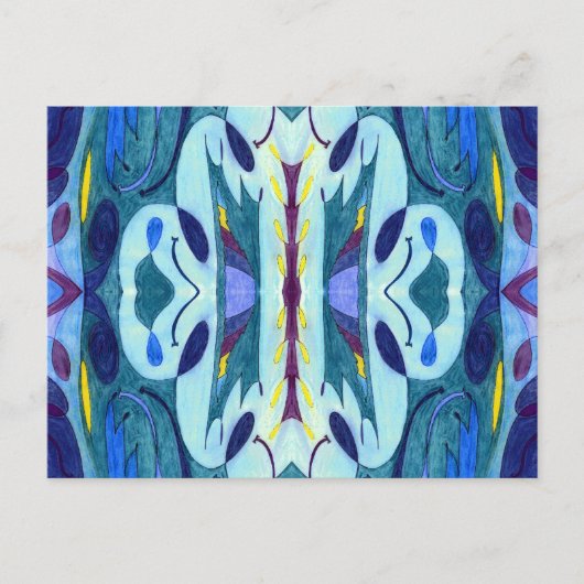 Blauwe dampen briefkaart (Voorkant)