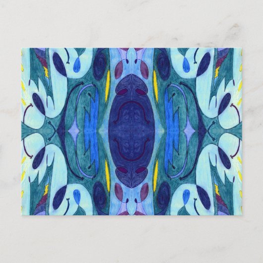 Blauwe dampen briefkaart (Voorkant)