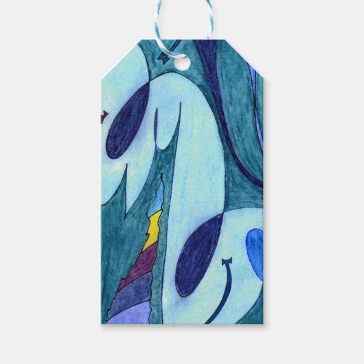 Blauwe dampen cadeaulabel (Voorkant)