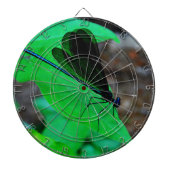 Blauwe Damselfly op een groen blad. Dartbord (Voorkant)