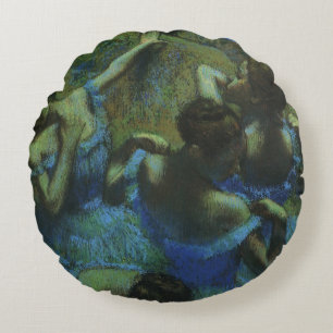 Blauwe Danseressen door Edgar Degas, Vintage Impre Rond Kussen