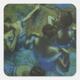 Blauwe Danseressen van Edgar Degas, Vintage Impres Vierkante Sticker