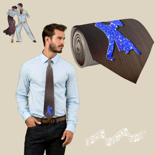 Blauwe dansers Silhouetten (nep glitters) Stropdas