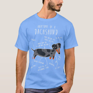Blauwe Dappel Dachshund Hond Anatomie T-shirt