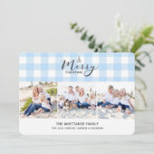 Blauwe de 3-foto van de Gingang Kerstkaart (Staand voorkant)