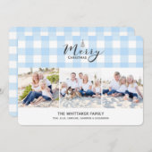 Blauwe de 3-foto van de Gingang Kerstkaart (Voorkant / Achterkant)