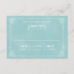 blauwe deco RSVP-kaarten RSVP Kaartje