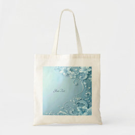 Blauwe decoratieve bloememtassen tote bag