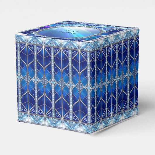 Blauwe decoratieve feestelijkheidsdoos bedankdoosjes (Voorkant Zijde)
