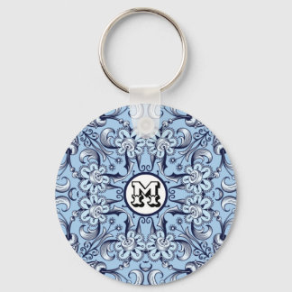 Blauwe decoratieve florale etnische Mandala illust Sleutelhanger