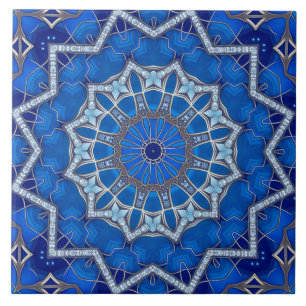 Blauwe decoratieve keramische tegel tegeltje