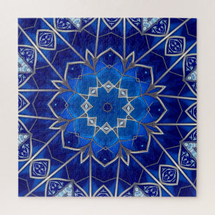 Blauwe decoratieve legpuzzel