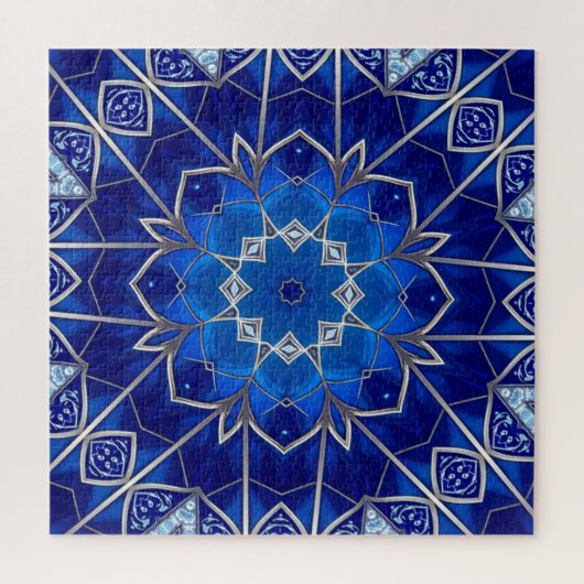 Blauwe decoratieve legpuzzel (Verticaal)