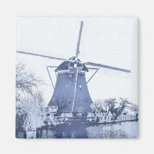 Blauwe Delfts Hollandse Windmolen Magneet