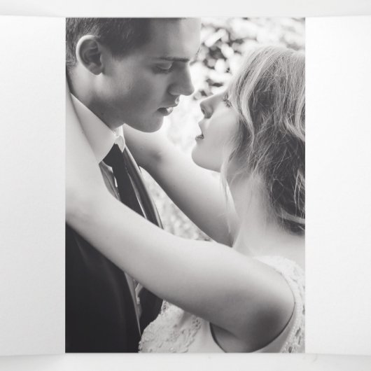 Blauwe delphinium bloemen waterverf bruiloft Tri-F Drieluik Programma (Binnenkant midden)