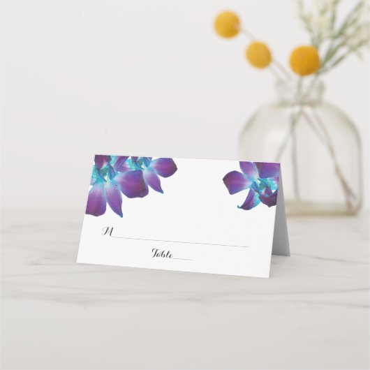 Blauwe Dendrobium Orchidee Bruiloft Gevouwen Plaat (Voorkant)