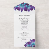 Blauwe Dendrobium Orchidee Bruiloft RSVP All In One Uitnodiging (Binnen)