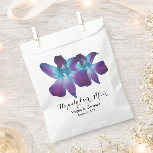 Blauwe Dendrobium orchidee gelukkig ooit na bruilo Bedankzakje (Geknipt)