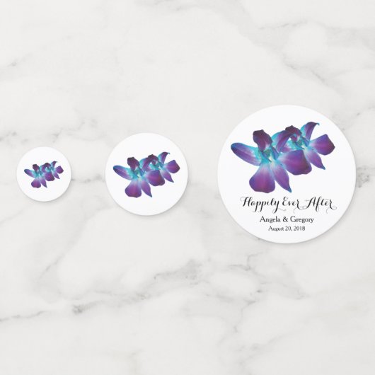 Blauwe Dendrobium Orchidee Gelukkig tot het Einde Confetti (Achterkanten)