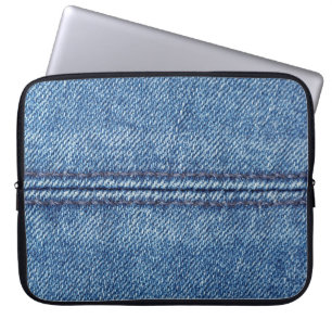 Blauwe denim achtergrond close-up (macro) laptop sleeve