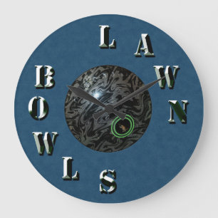 Blauwe denim Dimensional Lawn Bowls, wandklok Grote Klok