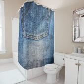 Blauwe denim douchegordijn (In situ)