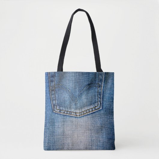 Blauwe denim draagtas (Voorkant)
