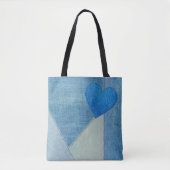 Blauwe denim hart Canvas tas (Voorkant)