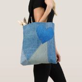 Blauwe denim hart Canvas tas (Dichtbij)
