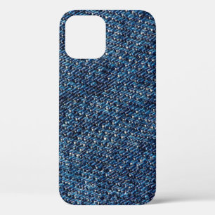 Blauwe denim jeans textuurachtergrond. iPhone 12 hoesje