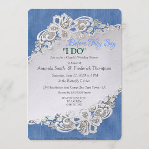 Blauwe denim, kant en voorkanten kaart