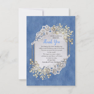 Blauwe denim, kant en voorkanten RSVP kaartje