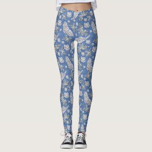 Blauwe denim, kant - ivoren parels leggings
