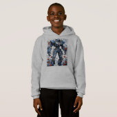 Blauwe Denim Mech Robot met rode rozen (Voorkant volledig)