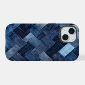 Blauwe Denim Patch iPhone 15 Hoesje (Achterkant horizontaal)