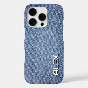 Blauwe denim textuur – Classic Fabric Pattern iPhone 16 Pro Hoesje