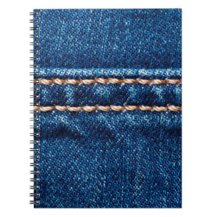 Blauwe denim textuur met stiksel close-up, Jeans Notitieboek