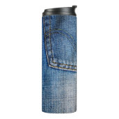 Blauwe denim thermosbeker (Gedraaid links)