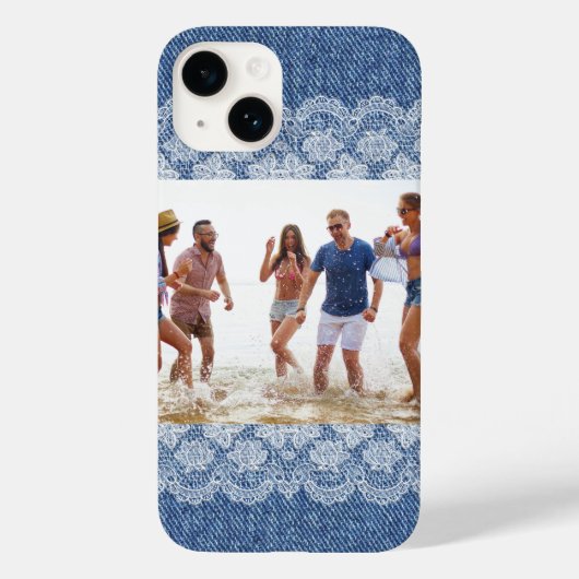 Blauwe denim witte foto familie Case-Mate iPhone case (Achterkant)