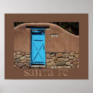 Blauwe Deur Adobe Santa Fe New Mexico Poster